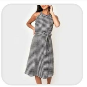 Gibson Gingham Halter-Style Midi Dress